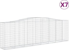vidaXL Coșuri gabion arcuite 7 buc, 400x50x120/140 cm, fier galvanizat