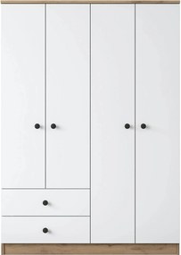 Dulap BA108-2067, alb/nuc, PAL melaminat, cu 4 usi si 2 sertare, 120x4