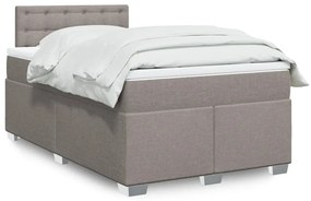 vidaXL Pat box spring cu saltea, gri taupe, 120x200 cm, textil