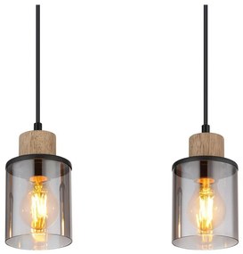 Lustra suspendata design modern REID negru, fumuriu, maro inchis