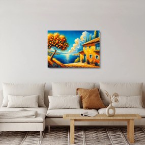 Tablou pe sticlă - Casă cu portocale II. (70x50 cm)