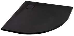 Cagliari Black 80x80x2,6 cm Cădiță de duș semicirculară, SMC, cu sifon inclus