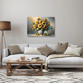 Tablou pe sticlă – Vază cu floarea-soarelui (70x50 cm)
