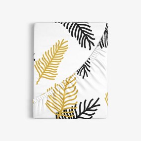 Goldea cearceafuri de pat 100% bumbac cu elastic - frunze de palmier negru și auriu 90 x 200 cm