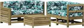 vidaXL Set mobilier de grădină cu perne, 5 piese, lemn de pin tratat