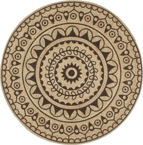 vidaXL Covor manual cu imprimeu maro închis, 150 cm, iută