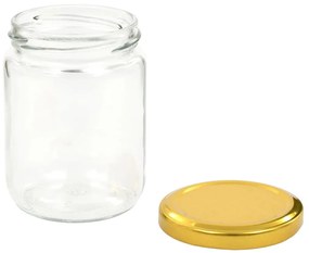 Borcane din sticla pentru gem, capace aurii, 96 buc., 230 ml 96, Auriu
