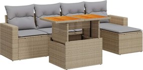 vidaXL Set canapele de grădină cu perne, 6 piese, bej, poliratan