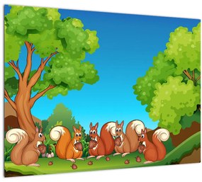 Tablou - Veverițe vesele (70x50 cm)