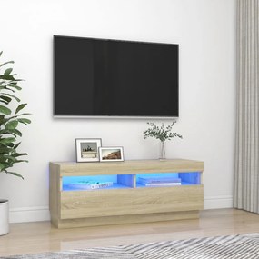 Comoda TV cu lumini LED, stejar sonoma, 100x35x40 cm