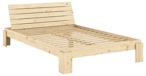 Pat matrimonial în culoare naturală din lemn de pin cu somieră 140x200 cm Layers – Karup Design