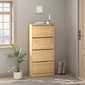 Dulap Pantofi Inalt Adore XL – Pantofar cu Adancime Slim (26 cm) pentru Hol, 4 Compartimente Rabatabile, Capacitate 24 Perechi