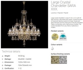 Candelabru XXL cu 30 de brate Cristal Bohemia Exclusive SARA XXX. CE