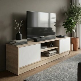 Comoda TV Sasora, nuanta sonoma-alb, 150 x 35 x 41.5 cm