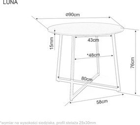 OFERTA Masa rotunda de dining cu blat decor stejar LUNA 90x90 II. calitate