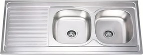 Chiuveta inox Inter Ceramic Alpaca cu doua cuve si picurator stanga finisaj inox lucios 120x60 cm