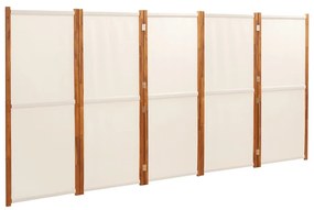 319185 vidaXL Paravan de cameră cu 5 panouri, alb crem, 350x180 cm