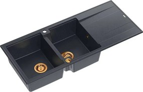 Chiuveta compozit incastrata Quadron Unique Evan 121 negru diamant - cupru 116x50 cm