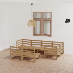 3075607 vidaXL Set mobilier de grădină, 7 piese, maro miere, lemn masiv pin