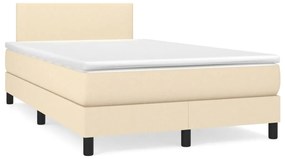 vidaXL Pat continental cu saltea, crem, 120x190 cm, textil
