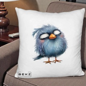 Perna Decorativa Pui Pufos Albastru Adormit, 40x40 cm, Alb Pufos, Husa Detasabila, Perna Inclusa, BEKZ®