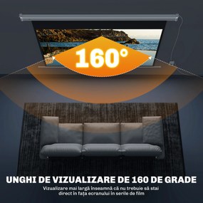 Homcom Ecran Proiector 100” – Montaj Pe Perete sau Tavan | Aosom Romania