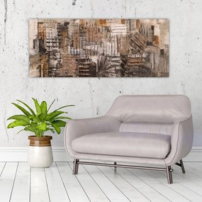 Tablou - Abstract, nuanțe maro (120x50 cm)