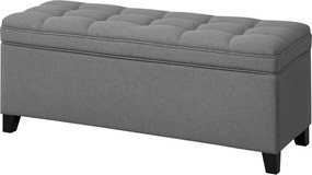 HOMCOM Bancă de depozitare 112 L, banchetă la picioarul patului din material tip in, șezut capitonat, 120 x 40 x 48 cm, gri închis | Aosom Romania