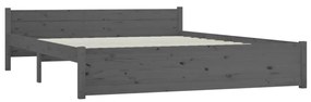Cadru de pat King Size 5FT, gri, 150x200 cm, lemn masiv Gri, 150 x 200 cm