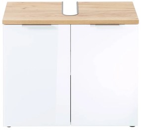 Dulap sub chiuvetă alb cu aspect de lemn de stejar 70x58 cm Pescara – Germania