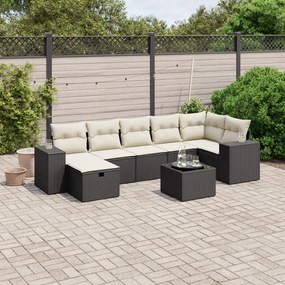 3264442 vidaXL Set mobilier de grădină cu perne, 8 piese, negru, poliratan