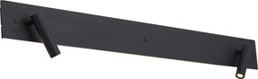 Lampă de perete modernă neagră cu 2 lumini, inclusiv LED cu iluminare de fundal și USB-C - Longly