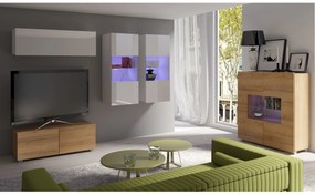Mobilier living Calabria C12 (Alb + Stejar auriu) (fără iluminat). 1051638
