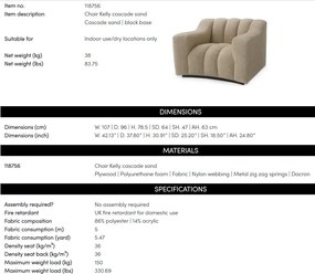 Fotoliu design LUX Kelly, Cascade sand