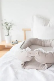 Suport de dormit Babynest Premium 100% in si dantela, Bej, by BabyLy, 80x50 cm