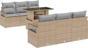 vidaXL Set de canapele pentru grădină 7 pcs Beige și gri deschis