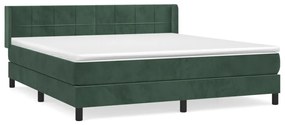 3130970 vidaXL Pat box spring cu saltea, verde închis, 160x200 cm, catifea