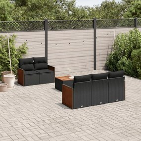 3259864 vidaXL Set mobilier de grădină cu perne, 6 piese, negru, poliratan