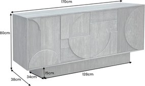 Comoda TV cu model optic 3D, Lemn mahon gri, ART DECO 170cm
