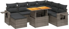vidaXL Set canapele de grădină cu perne, 8 piese, gri, poliratan