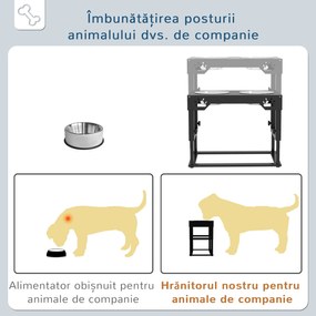 Boluri Înălțate PawHut pentru Câini cu Înălțime Ajustabilă, Suport și 2 Boluri din Oțel Inoxidabil, Ideal pentru Hrănirea Confortabilă | Aosom Romania