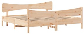 3216369 vidaXL Cadru pat cu tăblie 200x200 cm, lemn masiv de pin