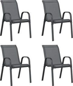 vidaXL Scaune de grădină stivuibile, 4 buc., gri, textilenă