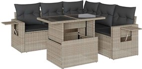 vidaXL Set canapele de grădină cu perne, 6 piese gri deschis poliratan