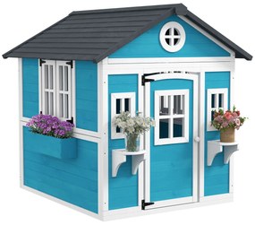 Outsunny Căsuță pentru copii exterioară casă de joacă exterioară pentru copii cu ușă ferestre și jardiniere 114 x 126,4 x 135 cm albastru | Aosom Romania