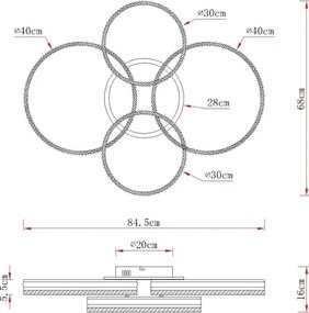 Globo 67377-90 - Plafonieră LED dimerizabilă FRANCINE LED/90W/230V argintie + telecomandă