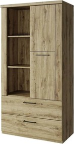 Dulap DOORSET, stejar navarra/negru, PAL laminat/plastic, 80x41x157 cm