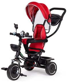 Triciclu triciclu scaun pivotant cu copertină roșu