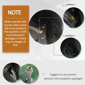 Outsunny Gratar cu Gaz cu Capac si Arzator Lateral, Termometru si 2 Roti