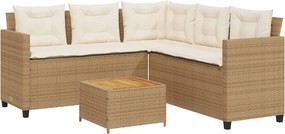vidaXL Canapea de grădină cu masă/perne, formă de L, poliratan bej